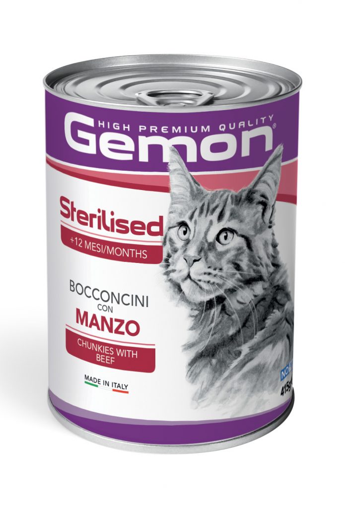 Gemon Sterilised Bocconcini con Manzo 415g - Cibo Umido per Gatti Sterilizzati Gemon Sterilised Bocconcini con Manzo 415g - Cibo Umido per Gatti Sterilizzati